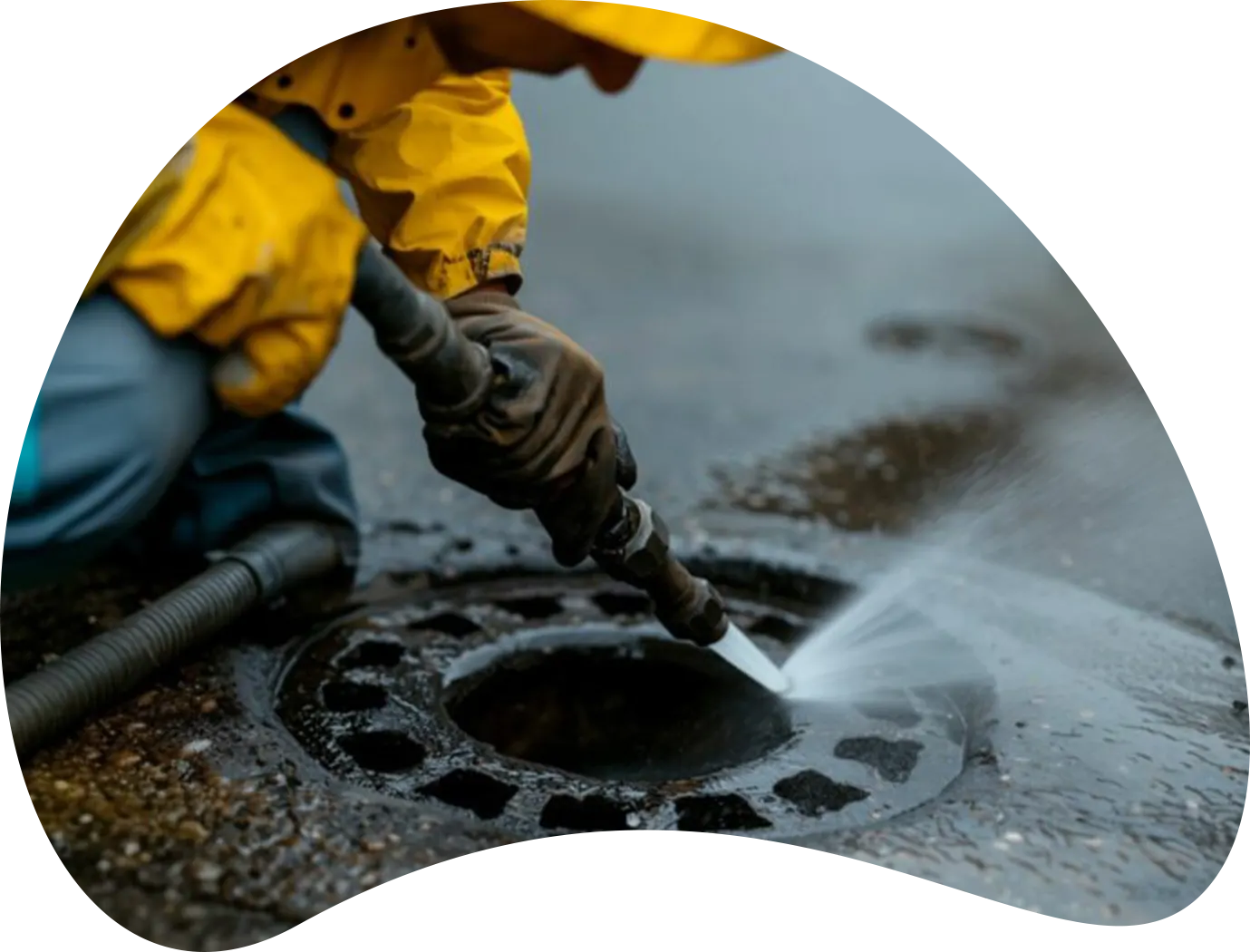 Professioneller Rohrreinigungstechniker arbeitet mit moderner Ausrüstung in Deutschland